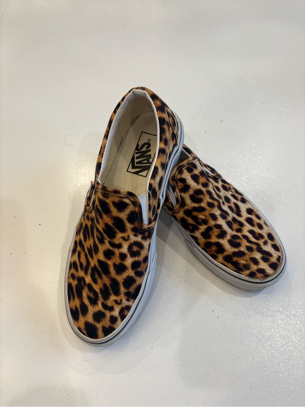 Vans Leopard Print Slip-On Sneakers - tan/black size 7